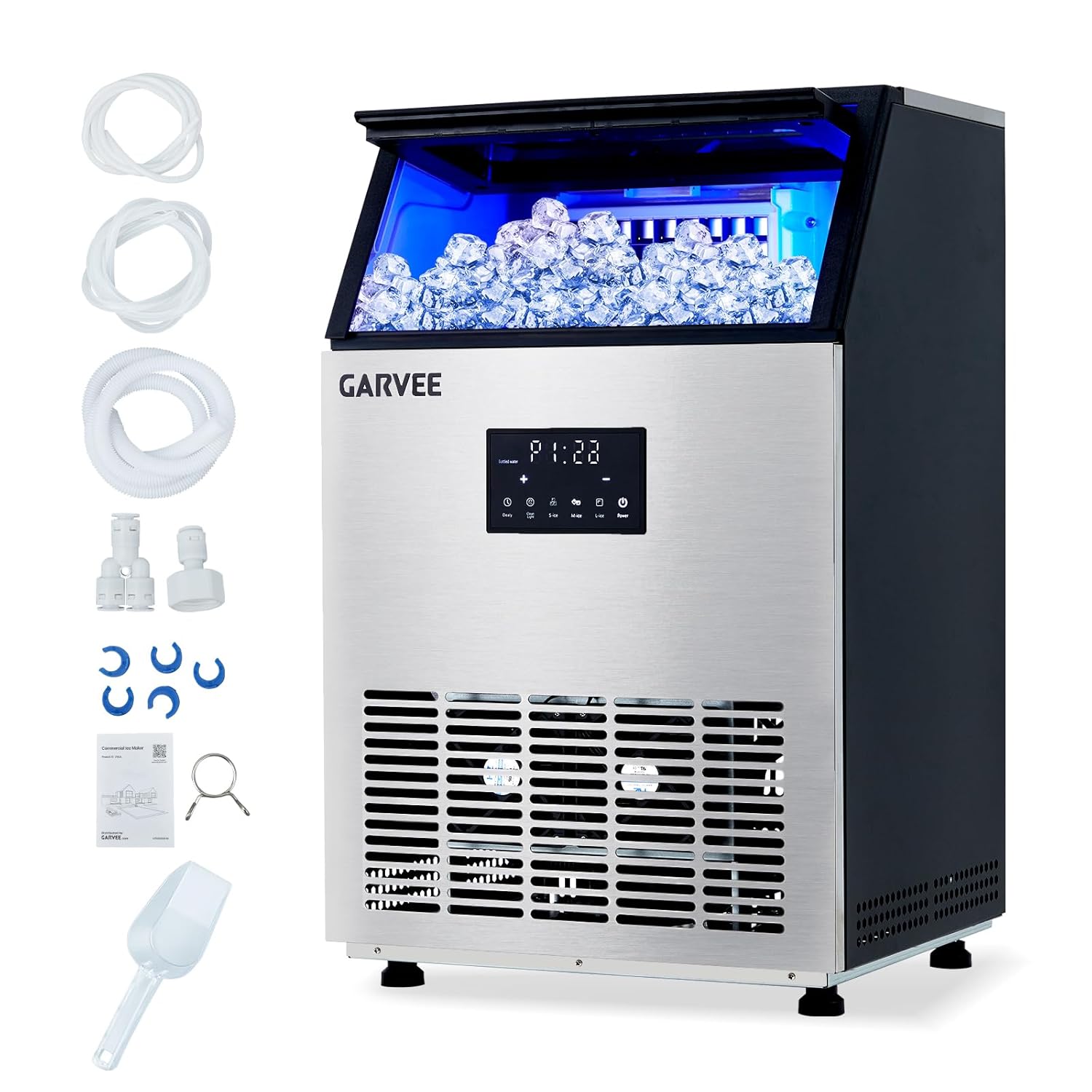 Countertop Ice Maker Commercial - Profesjonalna kostkarka do lodu 150 funtów/24